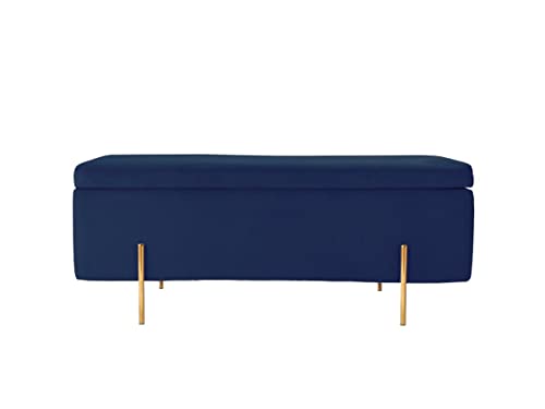 Venta-Unica - Banco baúl de Terciopelo Herve - Azul Noche