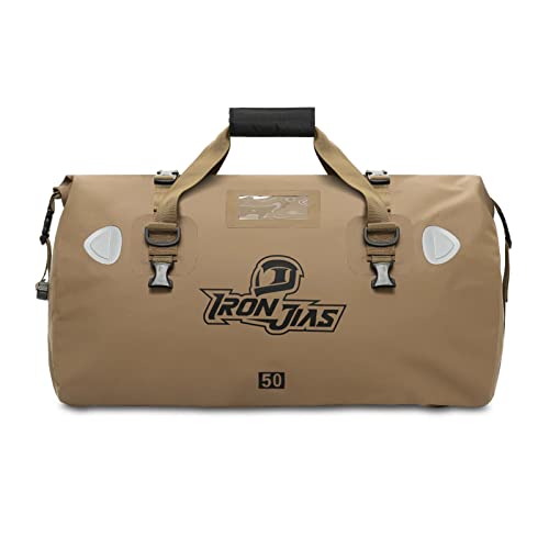 Bolsa trasera de motocicleta de 50 l, bolsa de sillín de motocicleta, impermeable, para barco, viajes, pesca, adecuado para aventura y camping, marrón