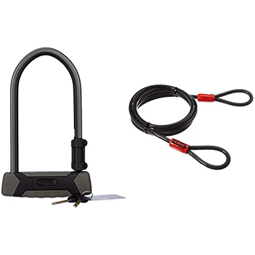Abus Antirrobo U Granit X Plus 540, 300 mm + soporte EAZY KF & Cobra 10, Cable Acero Antirrobo Moto Unisex, Negro, 140 Cm