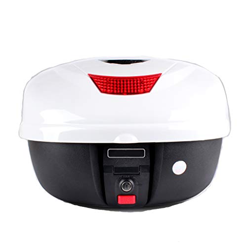 ADKINC Maletero de Motocicleta de 29L de Capacidad, Bloqueo del Casco con Respaldo Suave y Tira de Advertencia Nocturna (3.5 kg, Cubierta de ABS, Material PP, 45.6 * 40.2 * 29.1 cm)