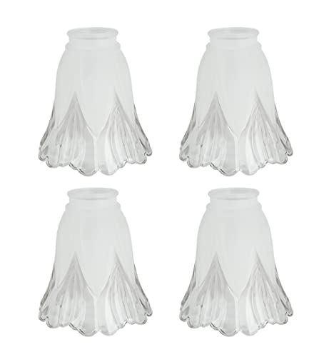 Aspen Creative 23160-4 - Pantalla de ventilador de techo transparente y con chorro de arena, ajuste de 2-1/8 pulgadas, diámetro x 5-1/8 pulgadas de altura, 4 unidades de vidrio de repuesto, dos tonos