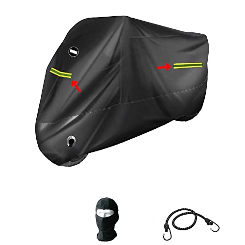 Compatible con DAELIM Daystar 125 Funda Moto Forro Impermeable Anti Granizo para Moto-Scooter-Parabrisas Y BAUL Case Negro con Funda Rayas Fluo 296X105X127CM