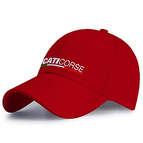 ODEJO Gorra de béisbol para Hombre Ducati Sombreros de béisbol Unisex Clásico Ajustable Transpirable Sombrero de Sol de Verano Deportes Gorras Esenciales,Red,M