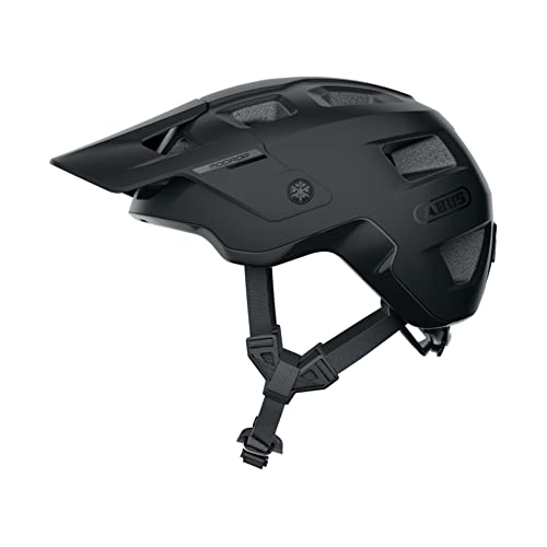 Casco para ciclismo de montaña ABUS MoDrop - Casco de bicicleta robusto con buena ventilación para ciclistas de montaña - Ajuste individual - Unisex - negro, talla S