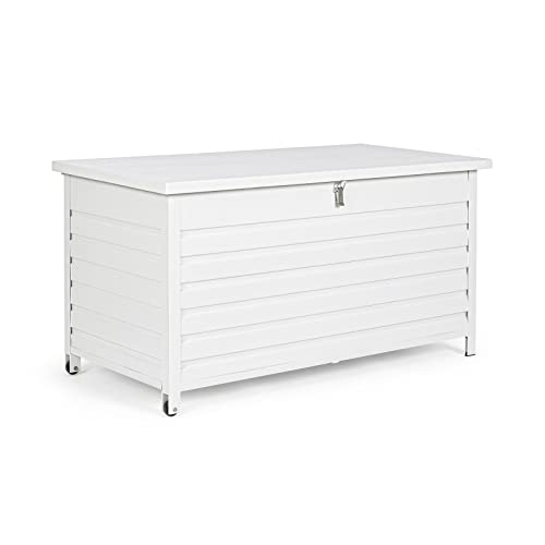 Decorspace - Baúl de aluminio con ruedas (blanco)