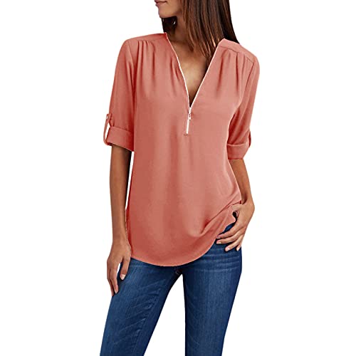 Mangas Sueltas Cremallera Larga Mujer Gasa Ropa botón Camisa más tamaño Tops Camisetas Tatuajes Mujer Camisetas Manga Corta Mujer Marca