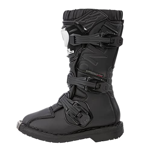 O'NEAL | Botas de Motocross | Niños | Motocicleta de Enduro | Comodidad gracias a la plantilla Air-Mesh, cuatro hebillas, material sintético | Botas Rider Pro Youth | Negro | Talla 11/30