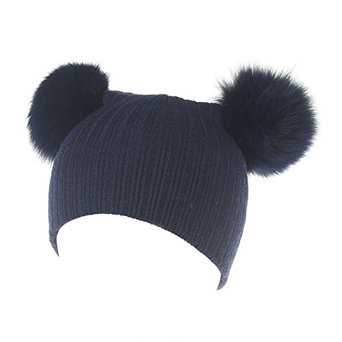 Butterme BEB¨¦ Invierno Sombrero ni?as Chicas Gorro Invierno Gorro Invierno strickwolle knitm¨¹tze con Grande Piel Bommel Pomp¨®n Navy Blau Talla ¨²nica