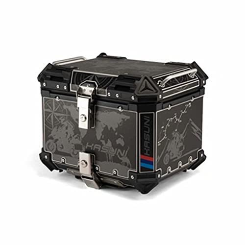 HGTRH Cofre Moto Aluminio, BaúL Moto Casco Integral Desenganche RáPido, Motocicleta Topcase 39 * 31 * 31cm - 36L Caja De Moto Topcase con Forro Interior Y Placa Base De LiberacióN RáPida