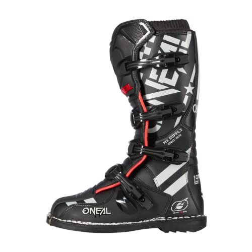 O'NEAL | Botas de motocross MX Enduro | Protección de suela metálica, cierre de hebilla fácilmente ajustable | Bota TRIBUTO SQUADRON V.21 | Adulto | Negro/Gris | Talla 40/7,5