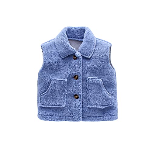 GNGR Niños Primavera Invierno Forro Polar Caliente Chaleco Grueso Ropa Camiseta Funcional Ni, Blau, 5-6 Años