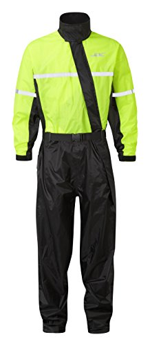 JDC Traje Impermeable Moto Lluvia Sobre Traje 1PC 1 Pieza - Shield - Amarillo/Negro - L - Largo Regular