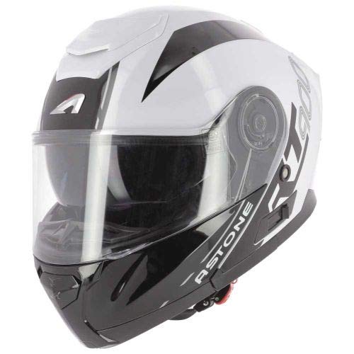 Astone Helmets -RT900 Graphic - Casque modulable - Casque de moto polyvalent - Casque modulable homologué - Casque de moto en polycarbonate white black stripe L