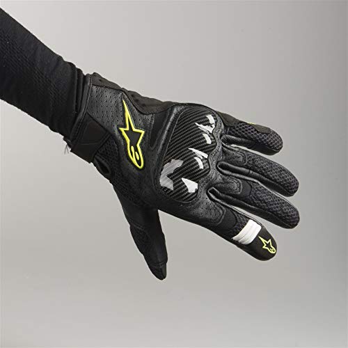 Negro/Flo Yellow Sz L Alpinestars SMX-1 Air V2 - Guante de piel para motocicleta