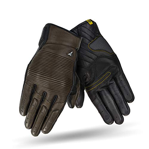 SHIMA BLAKE Guantes Moto Hombre - Guantes Transpirables, Elásticos, Touchscreen, Vintage de Cuero con Protector Nudillos, Absorbedores de Impacto Muñecas y Dedos, Palma Reforzada (Marrón, XL)