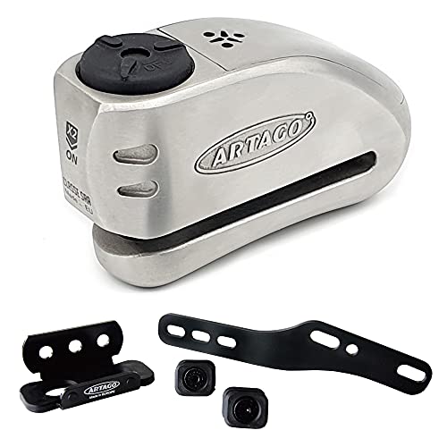 Artago 32S3 Pack Candado Antirrobo Disco con Alarma 120db Alta Seguridad + Soporte para Kawasaki Z900, Homologado Sra