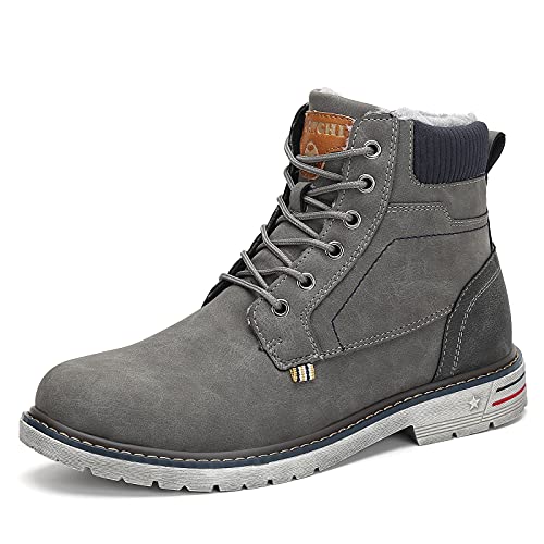 Mishansha Botas Clásicas para Hombre Waterproof Botas de Moto Gris 39