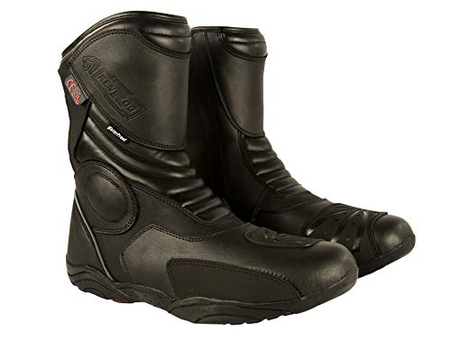 KEN ROD Botas Piel Moto | Botas Motocicleta de Cuero | Botas de moto para hombre | Protectores reforzados integrados | Protección en los tobillos | Botas moteras | Biker | Motorista | Talla 45