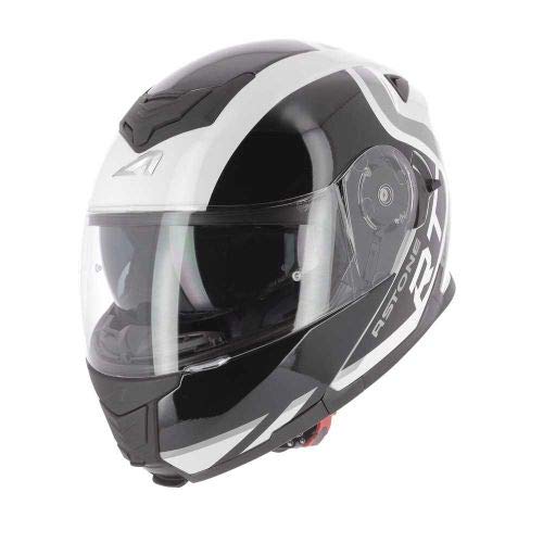 Astone Helmets - RT1200 Graphic King - Casque de moto modulable - Casque de moto polyvalent - Casque de moto homologué - Coque en polycarbonate - White S
