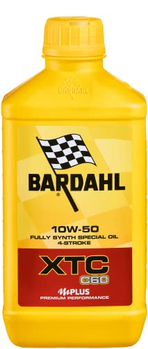 Bardahl 338141 - Aceite de motor de 4 tiempos para moto, XTC C60 10W-50, contrasta la formación de depósitos garantizando la máxima limpieza del motor, 100% sintético, 3 litros