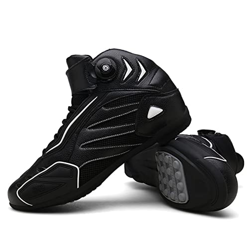 VCXZ Botas de Motocicleta Hombres Zapatos de Motocicleta Botas Motocross Moto Montando Carreras Botas Botas Botas de Tobillo Zapatos,Negro,42
