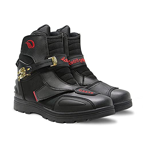 Botas de Cuero para Moto Botas de Motociclista Motocicleta Zapatillas de Carreras de Scooter para Hombre Ideal para Turismo, Equitación, Carreras, Deporte,Black-41