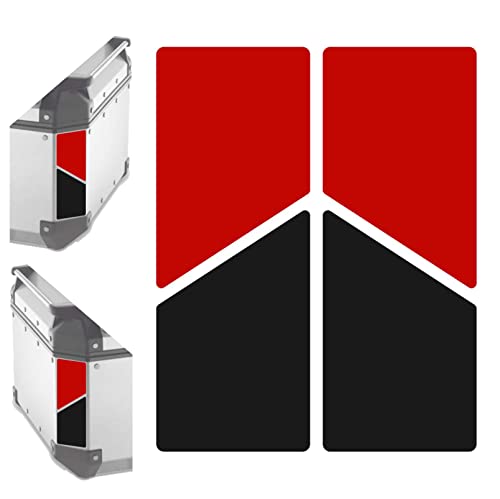 2 adhesivos reflectantes bicolores compatibles con Givi Monokey Trekker Outback Baúl de aluminio Top Case 37 42 48 L (rojo-negro)