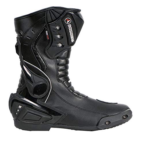 Botas de moto para hombre, deportivas, de piel, estables,protectores reforzados integrados, con protección en los tobillos, ergonómicas, botas moteras, biker, motorista - 42