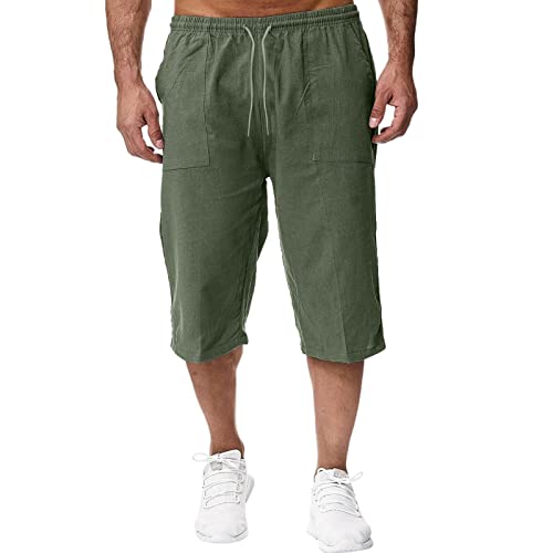 Pantalones de chándal de algodón de Primavera y Verano para Hombre, Pantalones para Correr, Pantalones Capri Informales Sueltos para Vacaciones en la Playa El Ganso Pantalones Hombre Botas Hombre