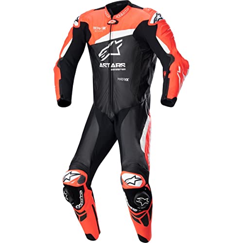 Alpinestars Traje de cuero GP Plus V4 Tech Air compatible con 1 pieza, color negro y rojo fluorescente blanco, 52