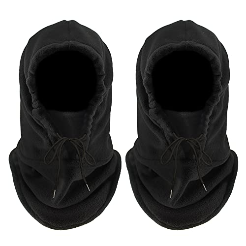 MIVAIUN 2 Piezas Gorro Polar con Capucha, Negro Pasamontañas, Capucha De Lana Térmica, Balaclava, Unisex Calentador de Cuello, Térmica Forro Polar Sotocasco, para Ski Moto, Talla única (Negro)