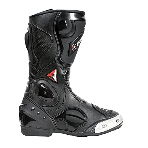 Botas de moto para hombre, deportivas, de piel, estables,protectores reforzados integrados, con protección en los tobillos, ergonómicas, botas moteras, biker, motorista - 44