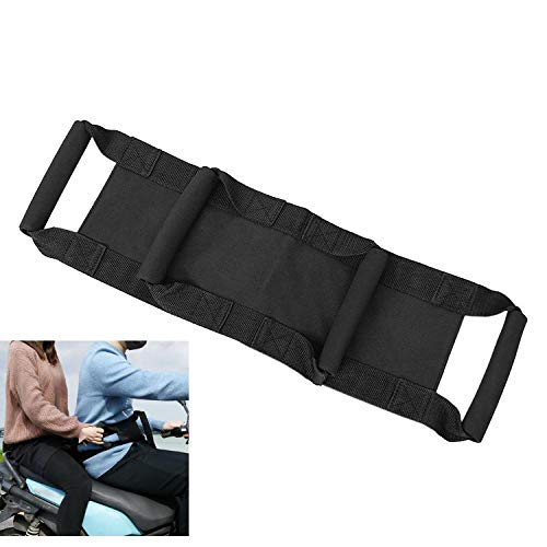 Grantien Asa De Mano para Pasajero De Motocicleta,Cinturón De Motociclista con 4 Asas,Oxford Negro 45 * 17cm