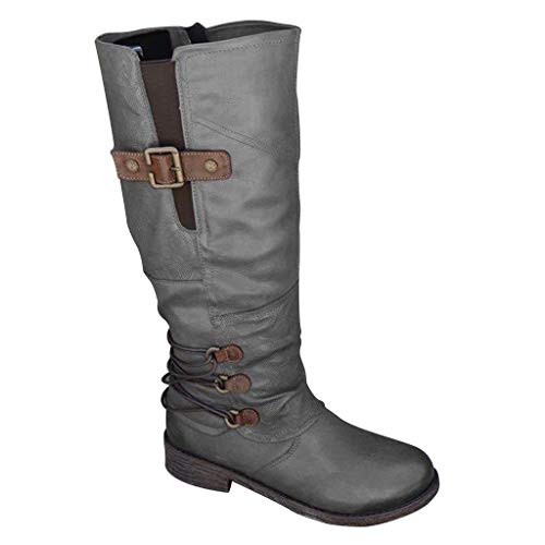 Botas de mujer de tacón cuadrado, estilo informal, con tobillo, estilo informal, gris, 38 EU