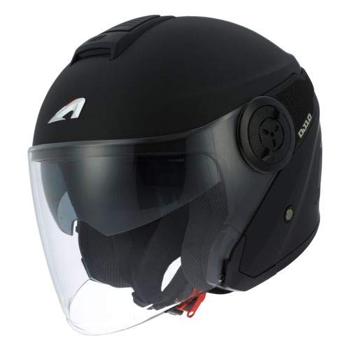 Astone Helmets - Casque jet DJ10-2 monocolor - Casque jet à écran long - Casque jet moderne en polycarbonate - Matt black M