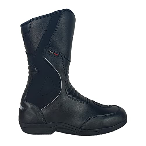 Bohmberg VIATOS - Botas de motorista para hombre, de piel resistente al agua, con protectores reforzados, Negro , 43 EU