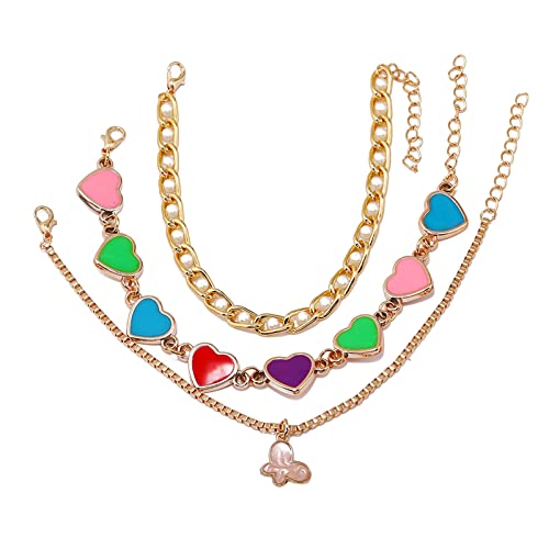 Aoklidil Colorido amor mariposa colgante tobillera playa tobillera tobillera joyería regalo niña dama mujer madre Irak collar, color, Talla única