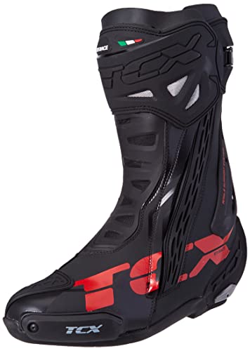 TCX RT-Race, Motorcycle Boot Hombre, Negro Gris Rojo, 43 EU
