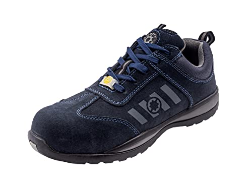 Security Line Hombre Morea S1P CISRC ESD Calzado de Seguridad Deportivo Ligero Antideslizante sin Metal con Puntera de Fibra de Vidrio, Azul, 45 ​​EU