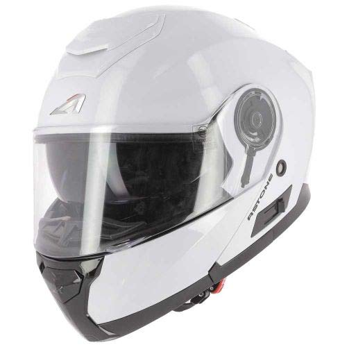 Astone Helmets - RT900 monocolor - Casque modulable - Casque de moto polyvalent - Casque modulable homologué - Casque de moto en polycarbonate - gloss white S