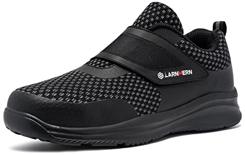 LARNMERN Zapatos de Seguridad para Hombre Mujer Zapatillas de Seguridad Calzado de Seguridad Puntera de Acero Zapatos de Trabajo Ligero Transpirable,43 Negro