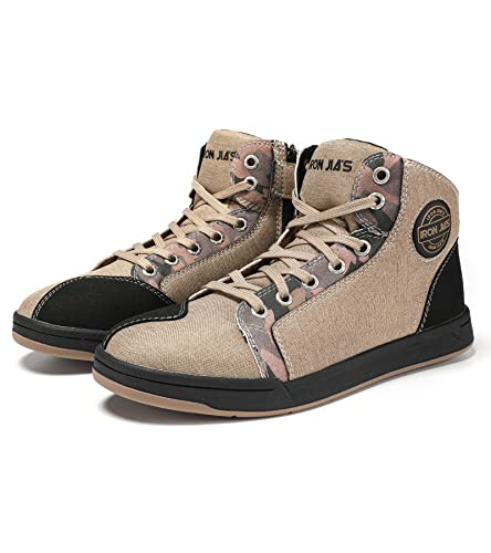 IRON JIA'S Botas de Moto para Hombre, Zapatillas de Motocicleta Casuales Antideslizantes, Zapatillas de Motocross Impermeable -42