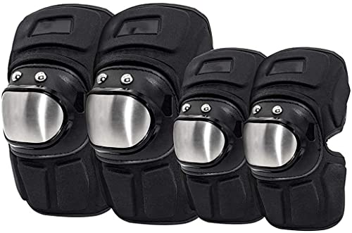DXMGZ Equipo de Protección para Motocicletas, Rodilleras y Coderas, Espinilleras Cortas/Largas de Acero Inoxidable Anticaídas, para Motos de Motocross, Bicicletas de Montaña, Ciclismo