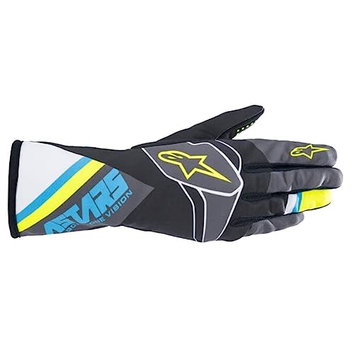 ALPINESTARS TECH-1 K RACE V2 GUANTES GRÁFICOS - BLK CYAN YEL FL - XL