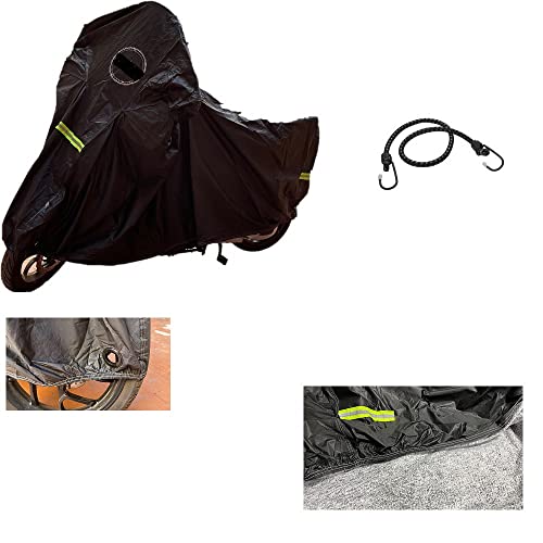 Compatible con DAELIM Daystar 125 Funda Moto para Parabrisas Y BAUL Case Negro Rayas Fluo Cobertura Polar Impermeable 296X105X127CM