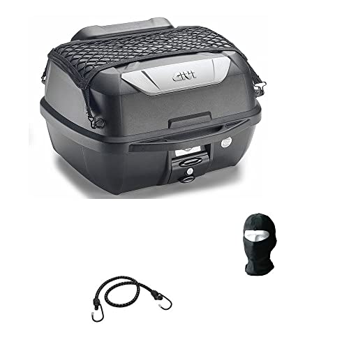 Compatible con LML BAUL GIVI E43NMAL+ MONOLOCK Completo con Placa+Red+Respaldo Y Kit Universal para Scooter Moto Capacidad DE Montaje para 2 Cascos Full O Jet 43 litros Negro