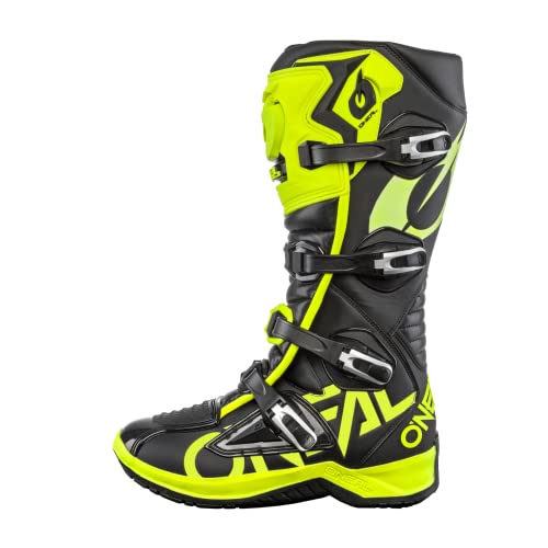 O'NEAL | Botas de Motocross | Motocicleta de Enduro | Suela Antideslizante para Máximo Agarre, Zona del Talón Ergonómica, Forro Perforado | Bota RMX EU | Adulto | Negro Amarillo Neón | Talla 44