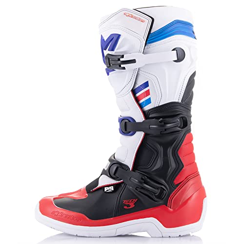 Alpinestars Tech 3 Botas de motocross (Black/White/Red/Blue,9 (43))