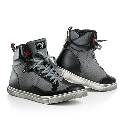SHIMA SX-2, Vintage Retro Italiano Clásico Ventilados Verano Botas de Moto (41-46), Negro, Tamaño: 46