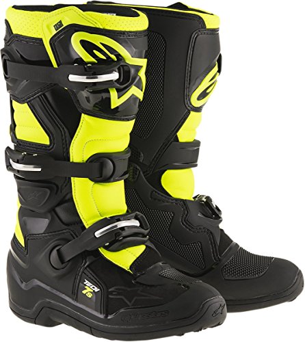 Alpinestars Botas unisex para niños Tech 7S (negro/amarillo, talla 8)